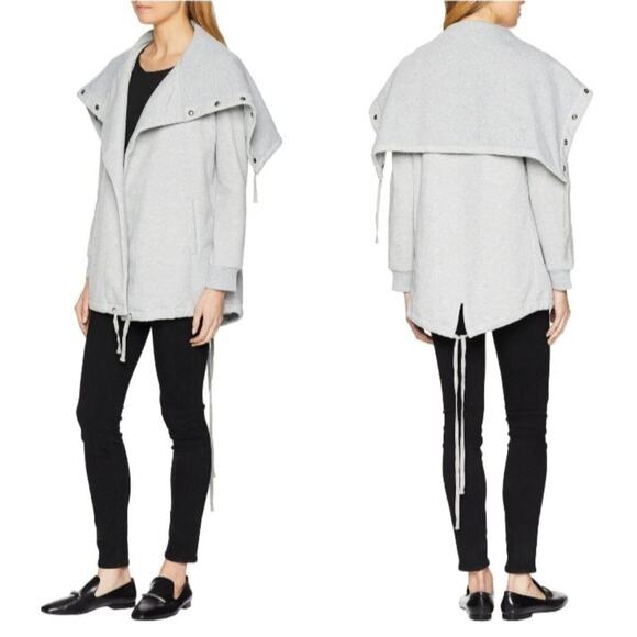 BlankNYC Salt and Pepper Sweatshirt Jacket Women's XS Gray Convertible Collar - Picture 1 of 12